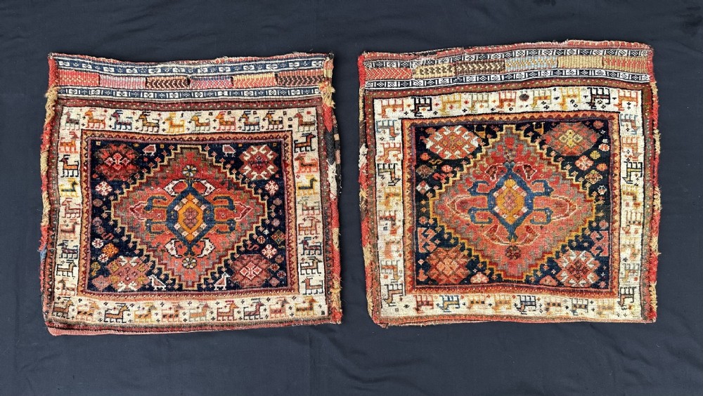 an antique pair of qashqa'i saddlebags fars province southwest persia