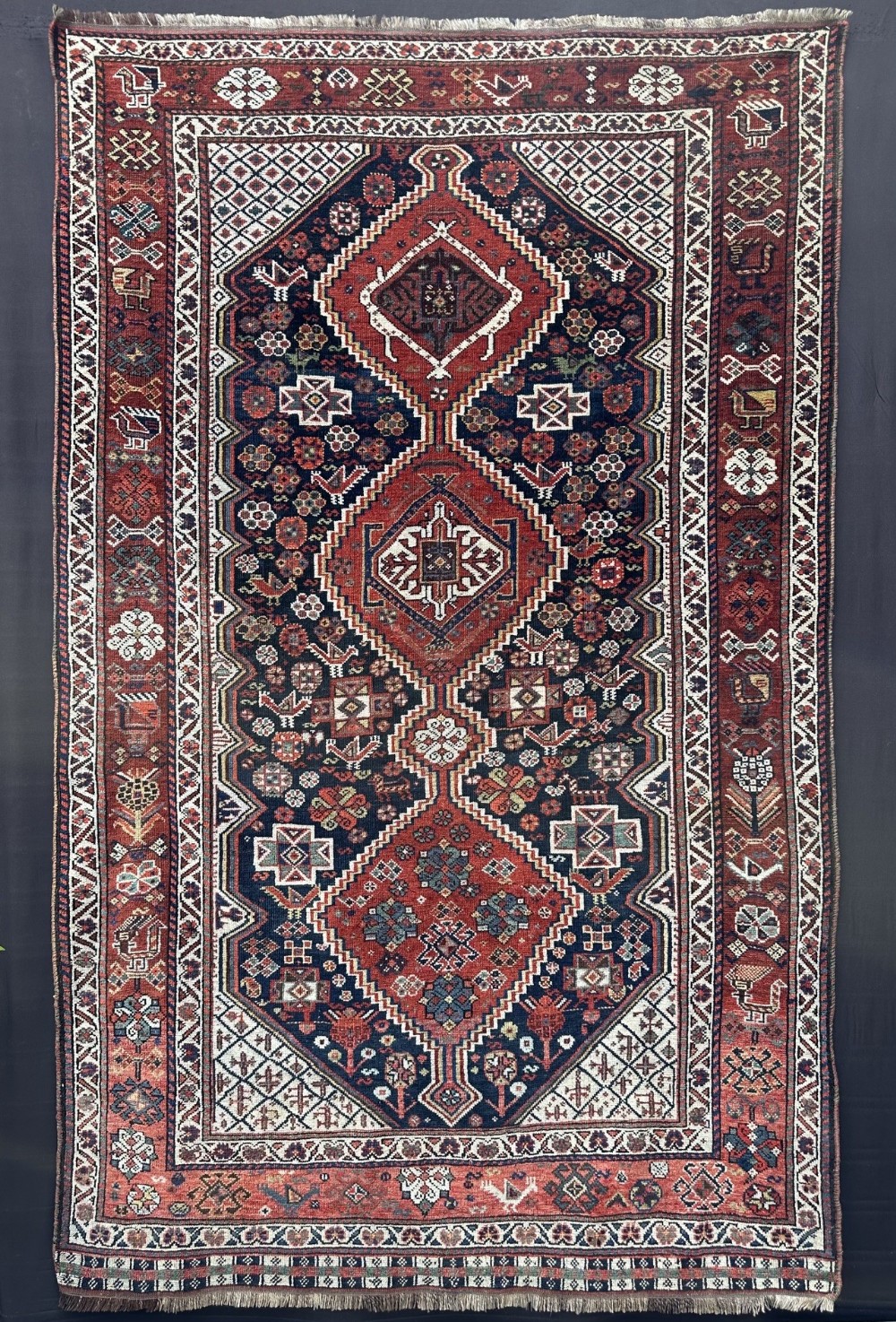 antique khamseh confederacy rug baharlu tayefeh fars province southwest persia